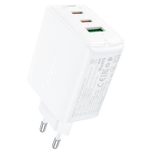 Rýchla sieťová nabíjačka Acefast A41 GaN 65 W 2x USB-C + USB-A, PPS / PD / QC4+ – biela