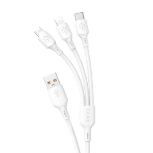 Kábel Dudao L8A-3in1 USB-A – USB-C / micro USB / Lightning 480 Mb/s 1,2 m – biela