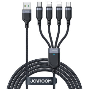 Kábel 4v1 Joyroom séria Multi-Use S-A18 USB-A – USB-C / Lightning / Lightning / micro USB 1,2 m – čierna