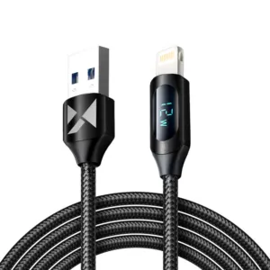 Kábel Wozinsky WUALC2 USB-A – Lightning s LED displejom 2,4 A, 2 m – čierna