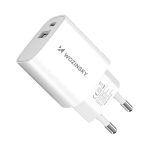 Sieťová nabíjačka Wozinsky WGWCW USB-A, USB-C 20 W – biela