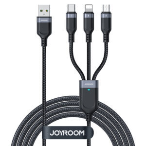 Kábel 3v1 Joyroom séria Multi-Use S-A18 USB-A – Lightning / USB-C / micro USB 0,3 m – čierna