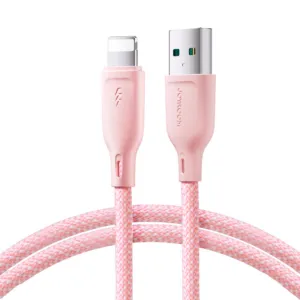 Kábel Joyroom séria Multi-Color S-A34 USB-A – Lightning 3 A, 1 m – ružová