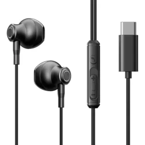 Slúchadlá do uší Joyroom JR-EC07 USB-C, kovové – čierna