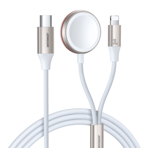 Bezdrôtová nabíjačka Joyroom 2 in 1 Lightning kábel a pre Apple hodinky 1.5m (S-IW012) – biela