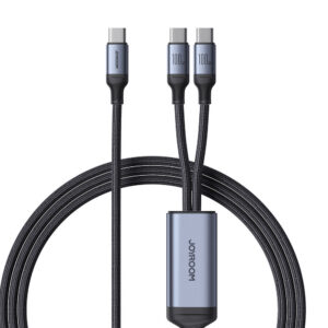 Kábel 2v1 Joyroom séria Speedy S-A21 USB-C – USB-C / USB-C 100 W, 1,5 m – čierna