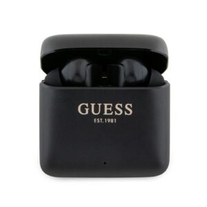 Bezdrôtové slúchadlá Guess GUTWSSU20ALEGK TWS Bluetooth s dokovacou stanicou, potlač Logo – čierna