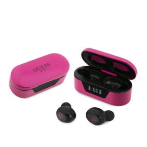 Bezdrôtové slúchadlá Guess GUTWST31EM TWS Bluetooth s dokovacou stanicou – purpurová