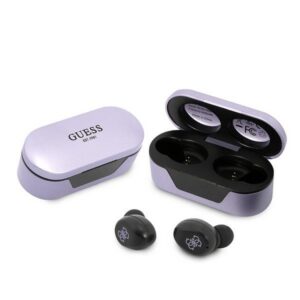 Bezdrôtové slúchadlá Guess GUTWST31EU TWS Bluetooth s dokovacou stanicou – fialová