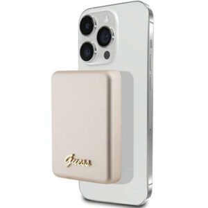 Indukčná powerbanka Guess MagSafe Metal Script Logo 5 W 3000 mAh – zlatá