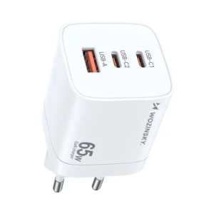 Sieťová nabíjačka Wozinsky CGWCW 65 W GaN USB-A / 2x USB-C – biela