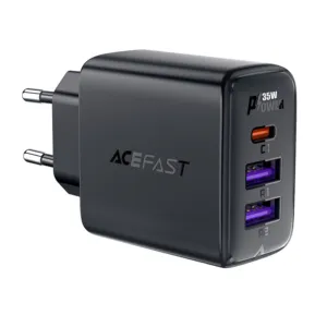 Sieťová nabíjačka Acefast A57 GaN PD 35 W s 3 portami 2x USB-A + USB-C – čierna