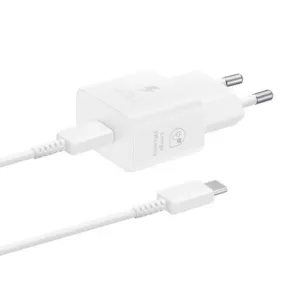 Sieťová nabíjačka Samsung EP-T2510XWEGEU 25 W SFC GaN s káblom USB-C – biela