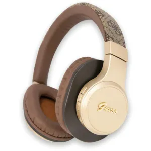 Bezdrôtové slúchadlá Guess GUBH604GEMW na uši Bluetooth, séria 4G Script – hnedá