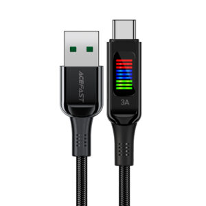 Kábel Acefast C7-04 USB-A USB-C 60W 1.2m s displejom – čierna