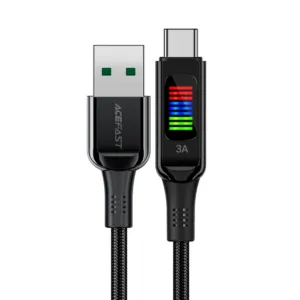 Kábel Acefast USB-A – USB-C 60 W 1,2 m s displejom (C7-04) – čierna