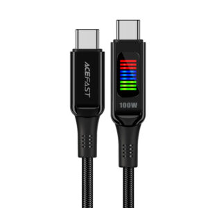 Kábel Acefast C7-03 USB-C USB-C 100W 1.2m s displejom – čierna