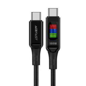 Kábel Acefast USB-C – USB-C 100 W 1,2 m s displejom (C7-03) – čierna