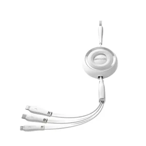 Navíjací kábel Joyroom séria Colorful S-A40 3v1 USB-A – USB-C / Lightning / micro USB 1 m – biela