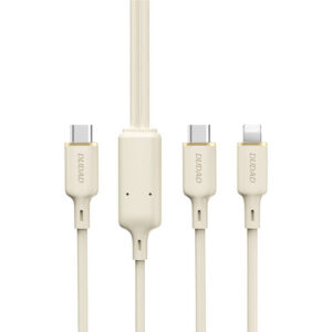 Kábel Dudao L7SF 2in1 USB-C - USB-C / Lightning 100W 1.2m – béžová
