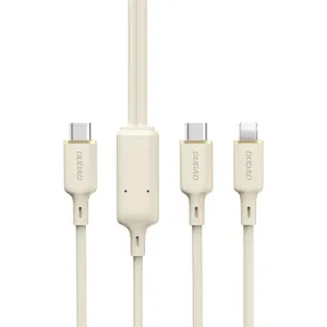 Kábel Dudao L7SF 2v1 USB-C – USB-C / Lightning 100 W 1,2 m – béžová
