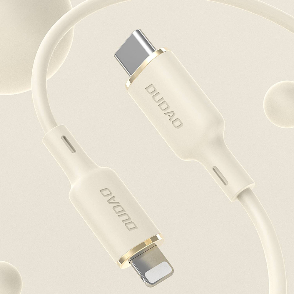 Kábel Dudao L7SF 2v1 USB-C – USB-C / Lightning 100 W 1,2 m – béžová – Obrázok 2