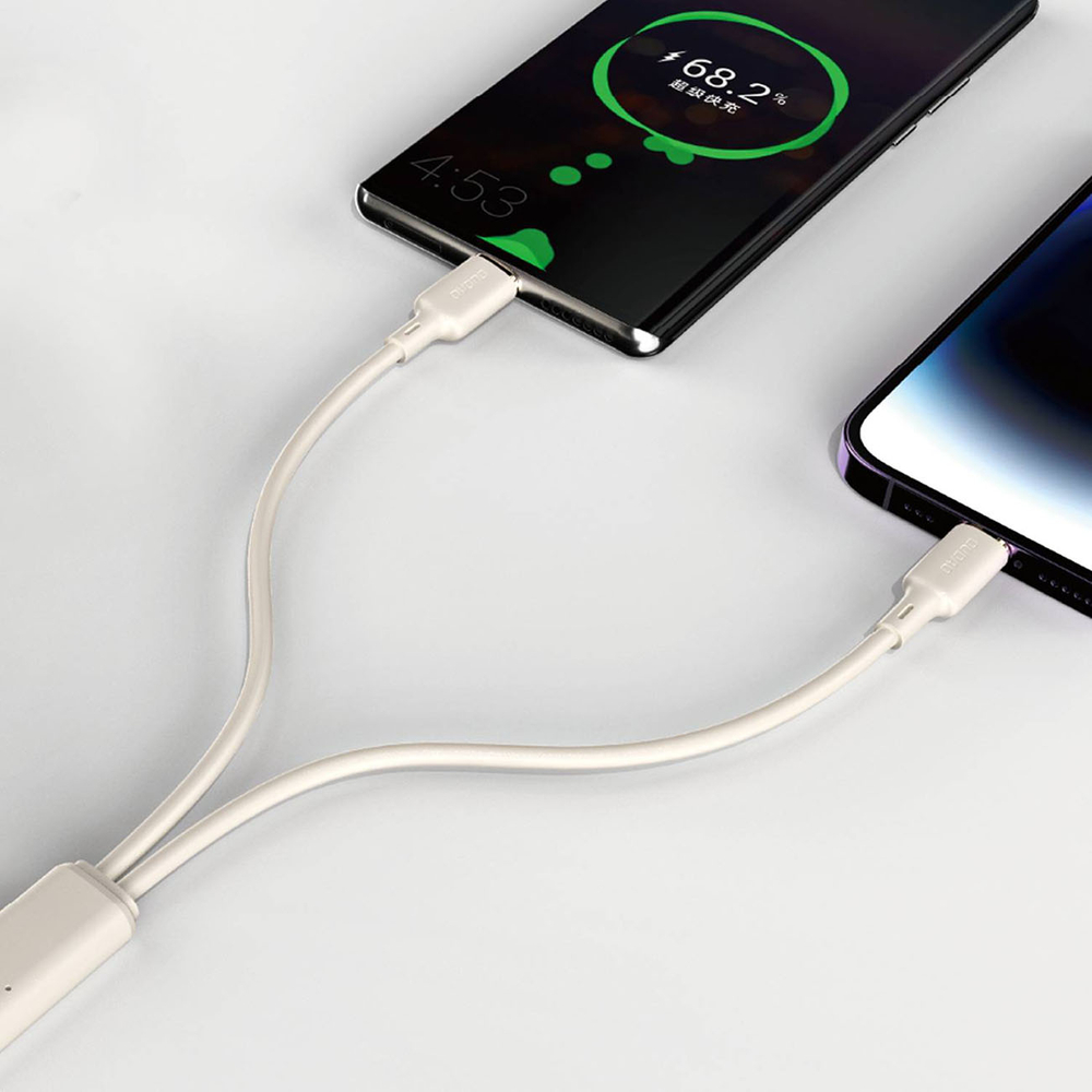 Kábel Dudao L7SF 2v1 USB-C – USB-C / Lightning 100 W 1,2 m – béžová – Obrázok 3