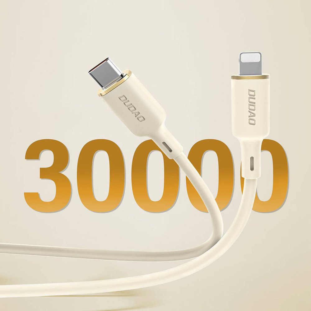 Kábel Dudao L7SF 2v1 USB-C – USB-C / Lightning 100 W 1,2 m – béžová – Obrázok 4