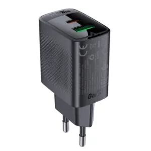 Sieťová nabíjačka Acefast A78 GaN USB-A / USB-C PD 20 W – čierna