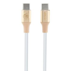 Kábel Guess Ebossed Logo USB-C / USB-C 1.5m rýchly nabíjaním – zlatá