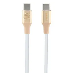 Kábel Guess USB-C – USB-C s razeným logom 1,5 m, rýchle nabíjanie – zlatá
