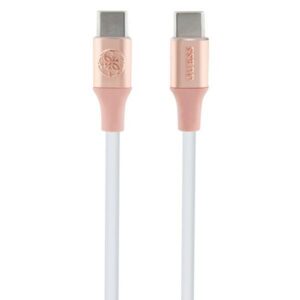 Kábel Guess Ebossed Logo USB-C / USB-C 1.5m rýchly nabíjaním – ružová