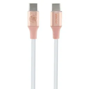 Kábel Guess USB-C – USB-C s razeným logom 1,5 m, rýchle nabíjanie – ružová