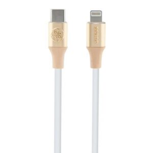 Kábel Guess Ebossed Logo USB-C / Lightning 1.5m rýchly nabíjaním – zlatá