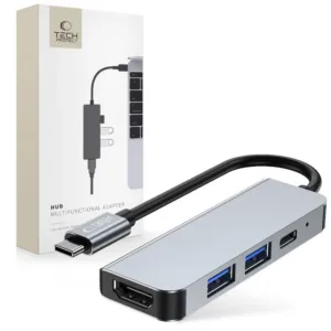 USB hub Tech-Protect V2 4v1 USB-C na USB-A 3.0 / USB-A 2.0 / USB-C / HDMI – sivá
