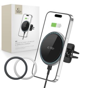 Držiak do auta Tech-Protect A2 s MagSafe 15W s indukčnou nabíjačkou do mriežky ventilácie – čierna