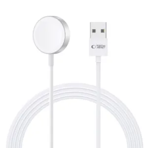 Magnetická indukčná nabíjačka Tech-Protect UltraBoost s konektorom USB-A pre Apple Watch 1,2 m – biela