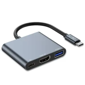 USB hub Tech-Protect V1 3v1 USB-C na USB-A 3.0 / USB-C PD 100 W / HDMI 4K 30 Hz – sivá