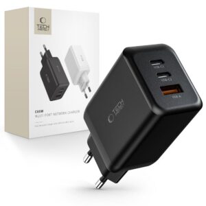 Sieťová nabíjačka Tech-Protect C65W 2x USB-C PD 65 W / USB-A QC 3.0 – čierna