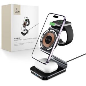 Indukčná nabíjačka Tech-Protect QI15W-A29 3v1 s MagSafe pre smartfón / Apple Watch / AirPods – čierna
