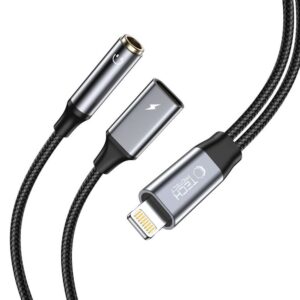 Adaptér Tech-Protect UltraBoost Lightning (samec) – mini jack 3,5 mm (samica) + Lightning (samica) – čierna