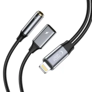 Adaptér Tech-Protect UltraBoost Lightning (samec) – mini jack 3,5 mm (samica) + Lightning (samica) – čierna