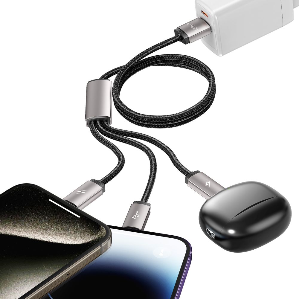 Kábel 3v1 Tech-Protect UltraBoost USB-A – Lightning / USB-C / micro USB 3,5 A, 1 m – sivá – Obrázok 6