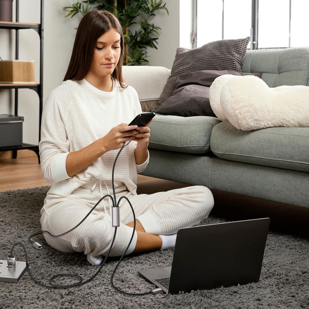 Kábel 3v1 Tech-Protect UltraBoost USB-A – Lightning / USB-C / micro USB 3,5 A, 1 m – sivá – Obrázok 3