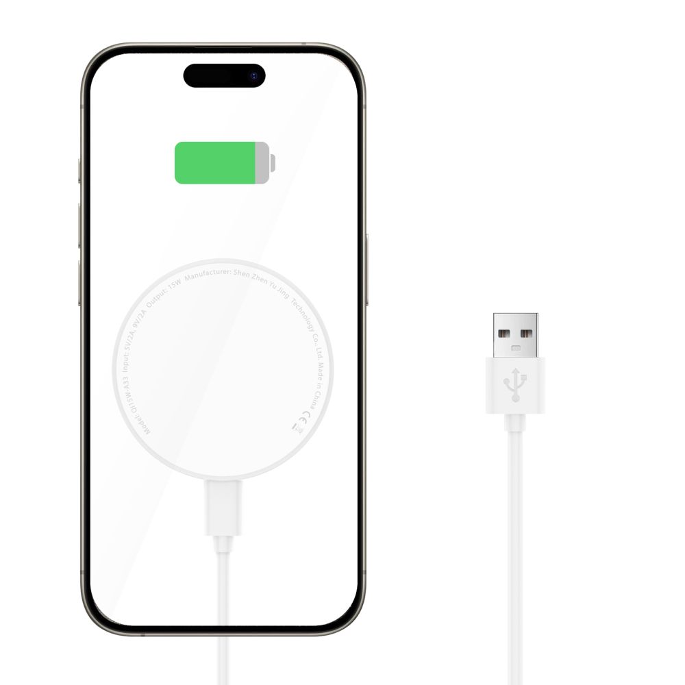 Indukčná nabíjačka Tech-Protect QI15W-A33 s MagSafe a stojanom, s káblom USB-A / USB-C – biela – Obrázok 3