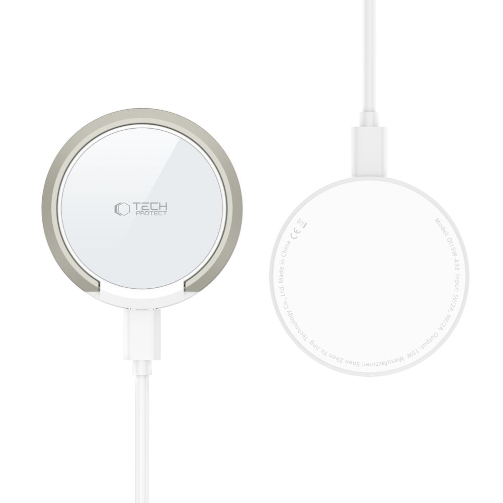 Indukčná nabíjačka Tech-Protect QI15W-A33 s MagSafe a stojanom, s káblom USB-A / USB-C – biela – Obrázok 4