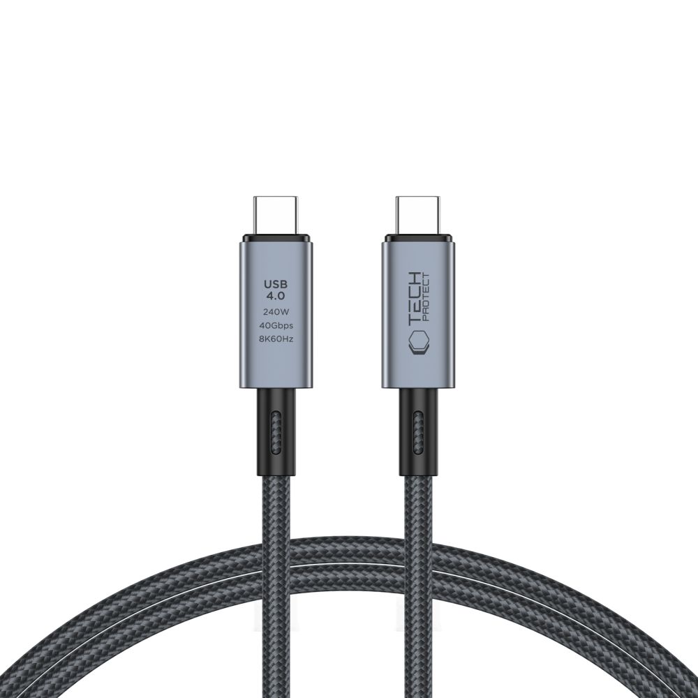 Kábel Tech-Protect UltraBoost Max USB-C 4.0 / USB-C 4.0 PD 240W 8K 40Gbps 1m – sivá