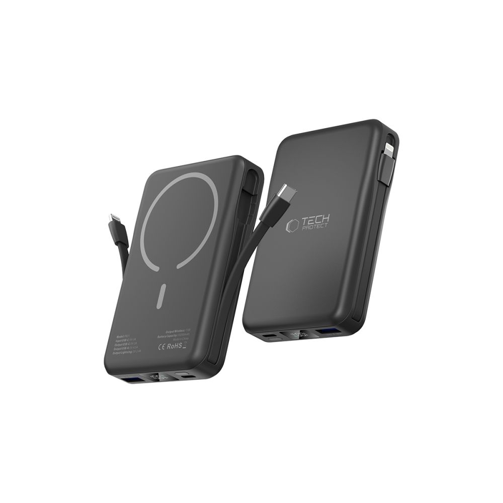 Powerbanka Tech-Protect LifeMag PB31 MagSafe 10 000 mAh 15 W USB-C / USB-A, káble USB-C / Lightning – čierna – Obrázok 3