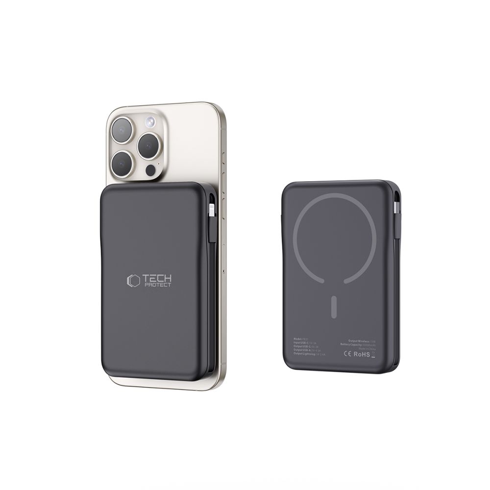 Powerbanka Tech-Protect LifeMag PB31 MagSafe 10 000 mAh 15 W USB-C / USB-A, káble USB-C / Lightning – čierna – Obrázok 5
