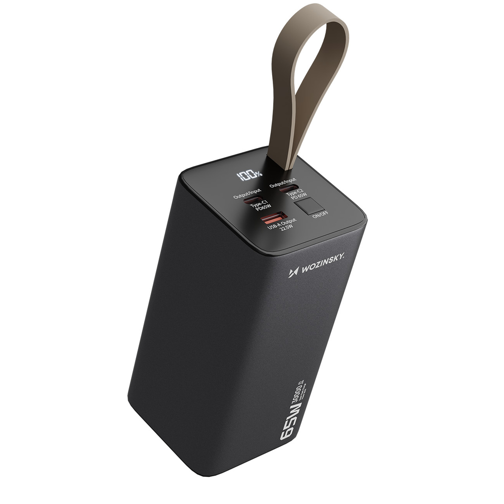 Powerbanka Wozinsky K65+ 65 W 30 000 mAh 2x USB-C, 1x USB-A – sivá – Obrázok 2